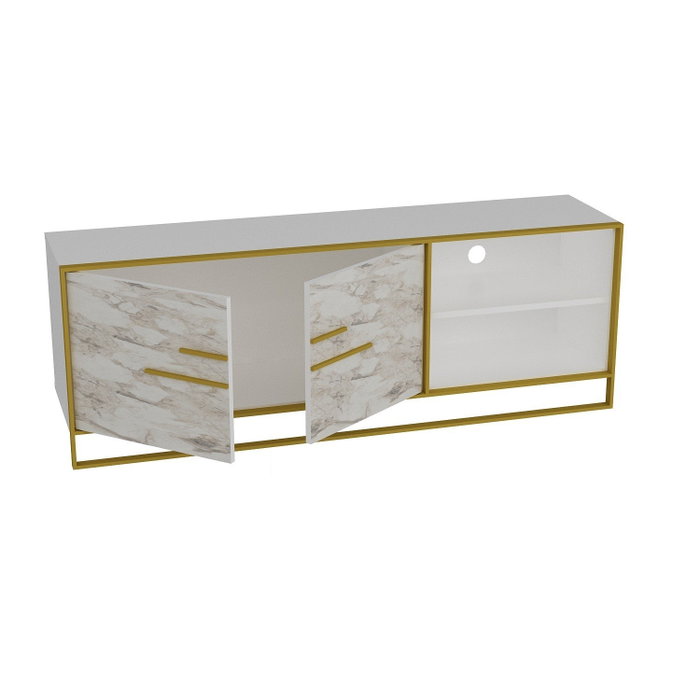 Hanah Home Polka - White Soporte de TV Blanco y Dorado